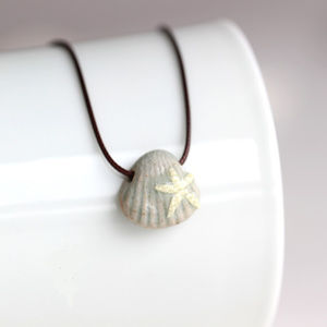 Handmade Ceramic Star Shell Pandant Necklace